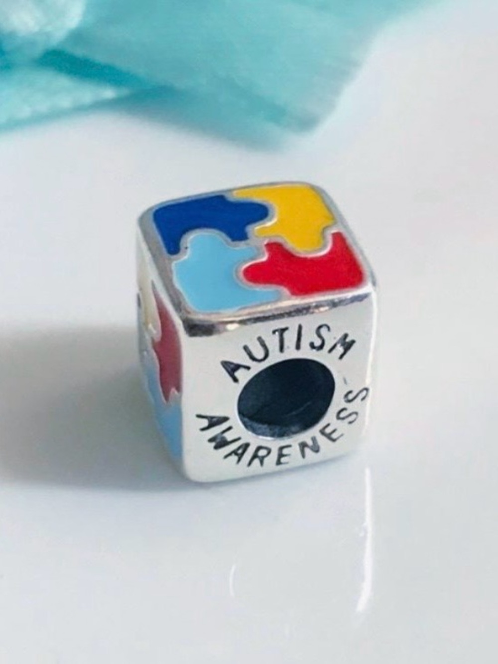 Autism Awareness Puzzle Bead Charm - S925 Sterling Silver, Pandora compatible